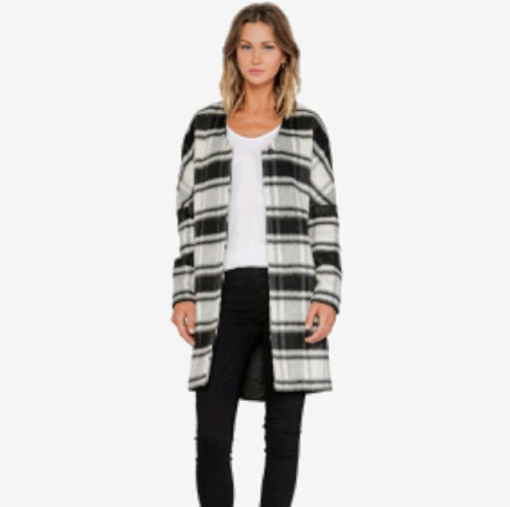 Maison Scotch Black and White Coat